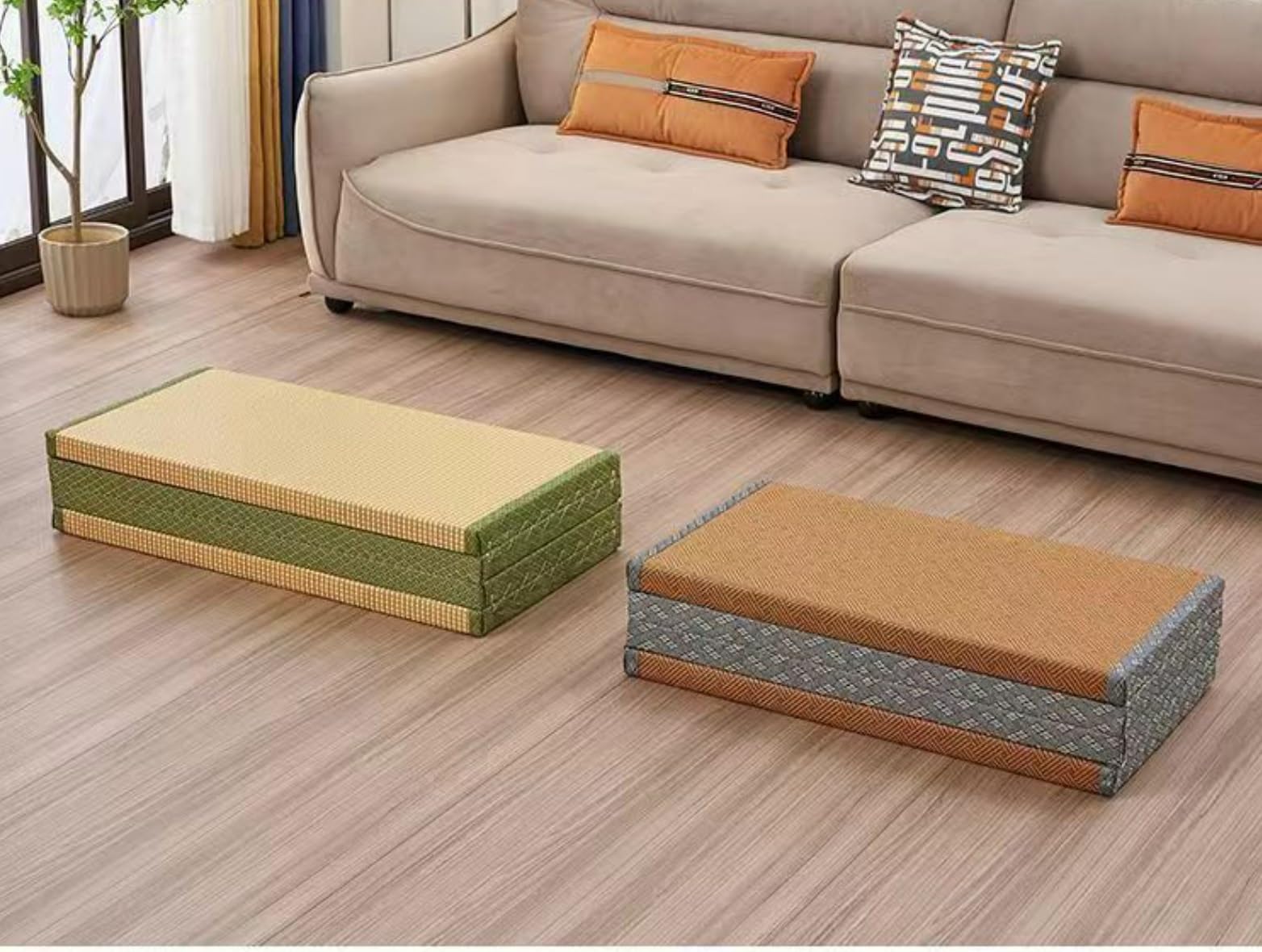 Colchón plegable japonés para meditación y yoga, futón de hierba marrón, ideal para uso zen y sala de té, 60 x 180 cm