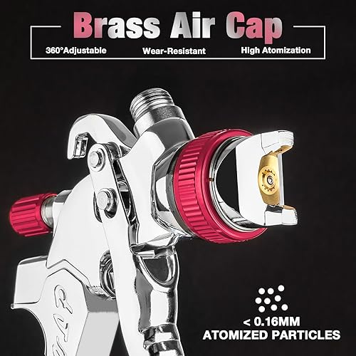 Miniatura 5 de YUZES Kit de pistola HVLP con boquillas de 1.4/1.7/2.0mm y accesorios completos, pistolas de pintura automáticas, pistola HVLP de pintura