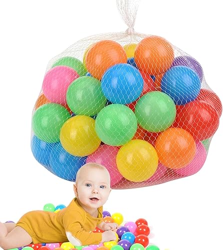 Miniatura 9 de 50 bolas con bolsa de almacenamiento, bolas sin BPA para pozo de bolas para niños pequeños, bolas coloridas antiaplastamiento de 2.2 in, bolas de