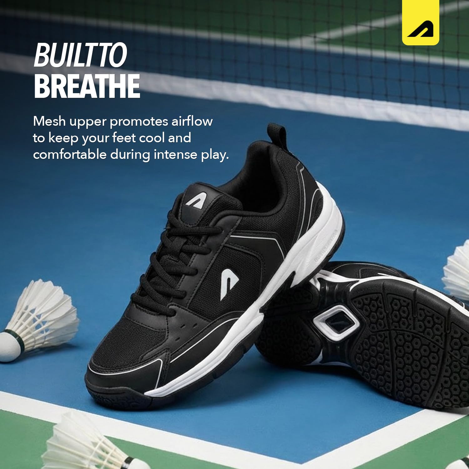 Boldfit Badminton Shoes for Man Lightweight Non Marking Shoes for Badminton Breathable Anti Skid Shoe for Man Shuttle Non Marking Indoor Shoe for Pickleball, Tennis, Padel, Black White - 08 2