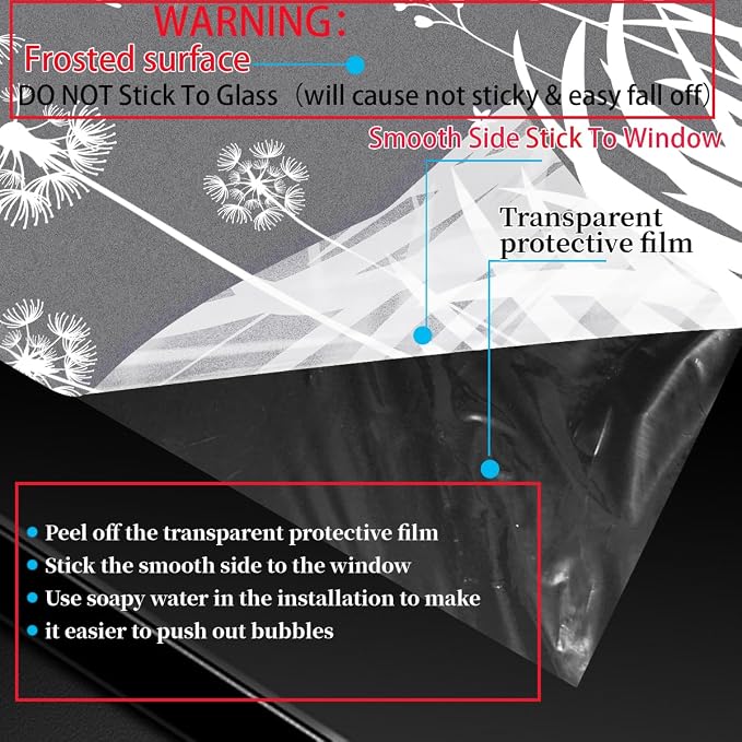 Película Frosted para Ventana 17.5"x78.7" con Diseño Diente de León miniatura 3