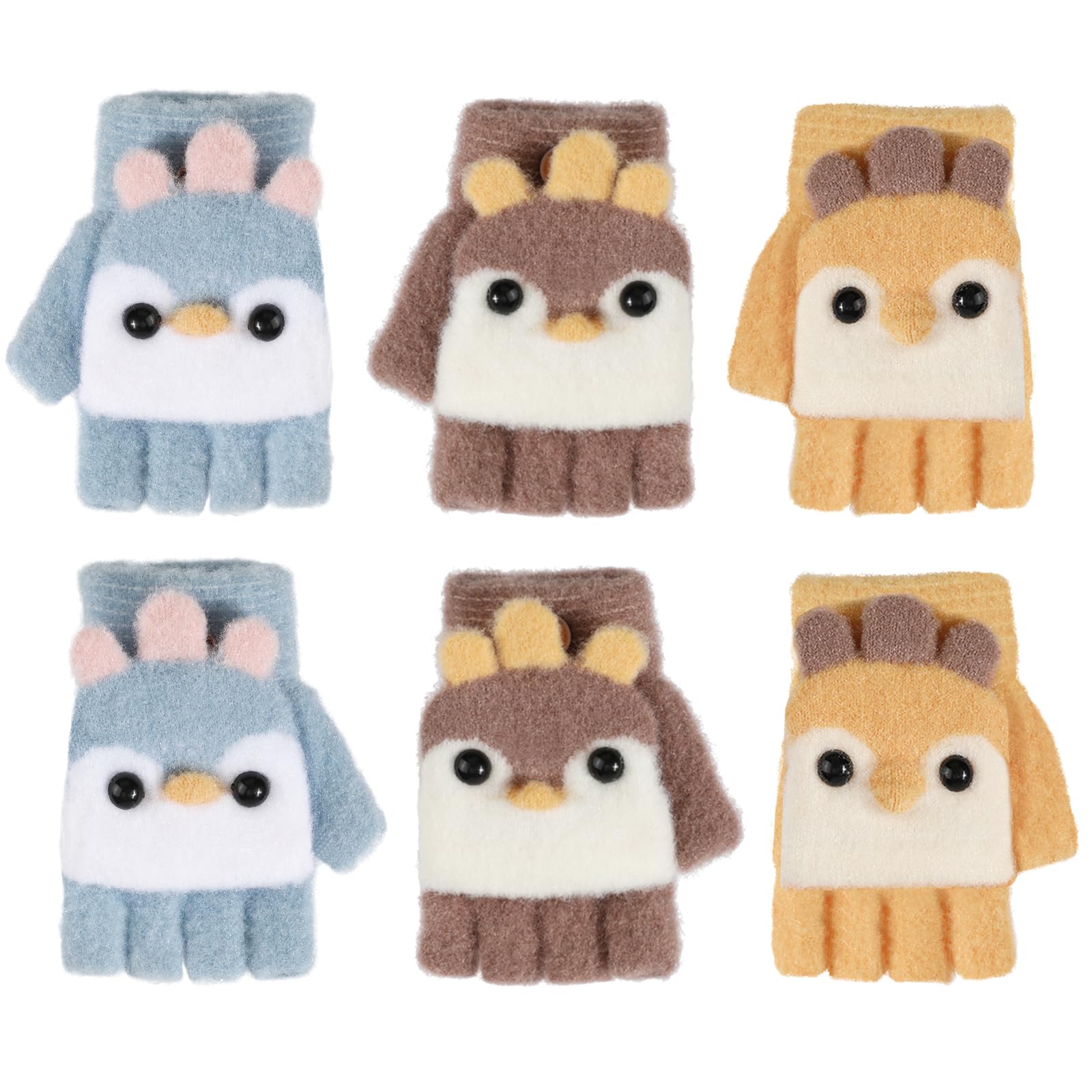 TAGVO 3 Pares de Guantes Sin Dedos para Niños, Multifuncional Elástico Guantes Invierno Niño, Guantes de Punto Guantes Termicos Guantes Mitones para Niños y Niñas de 1 a 5 Años
