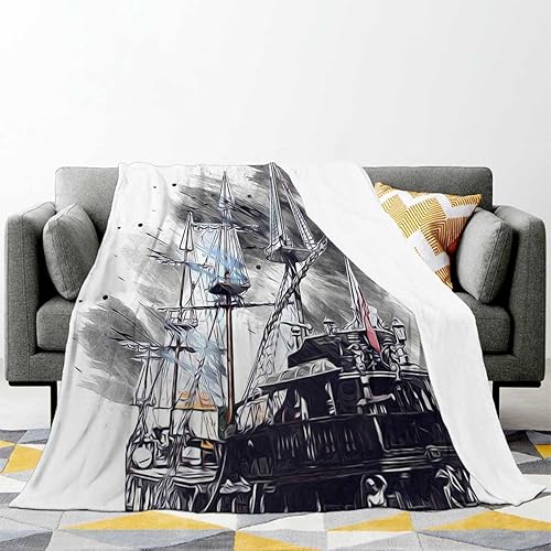 Miniatura 2 de Mantas y mantas pequeñas de velero con patrón vintage para sofá, suave, afelpada, esponjosa, 55 x 70 pulgadas