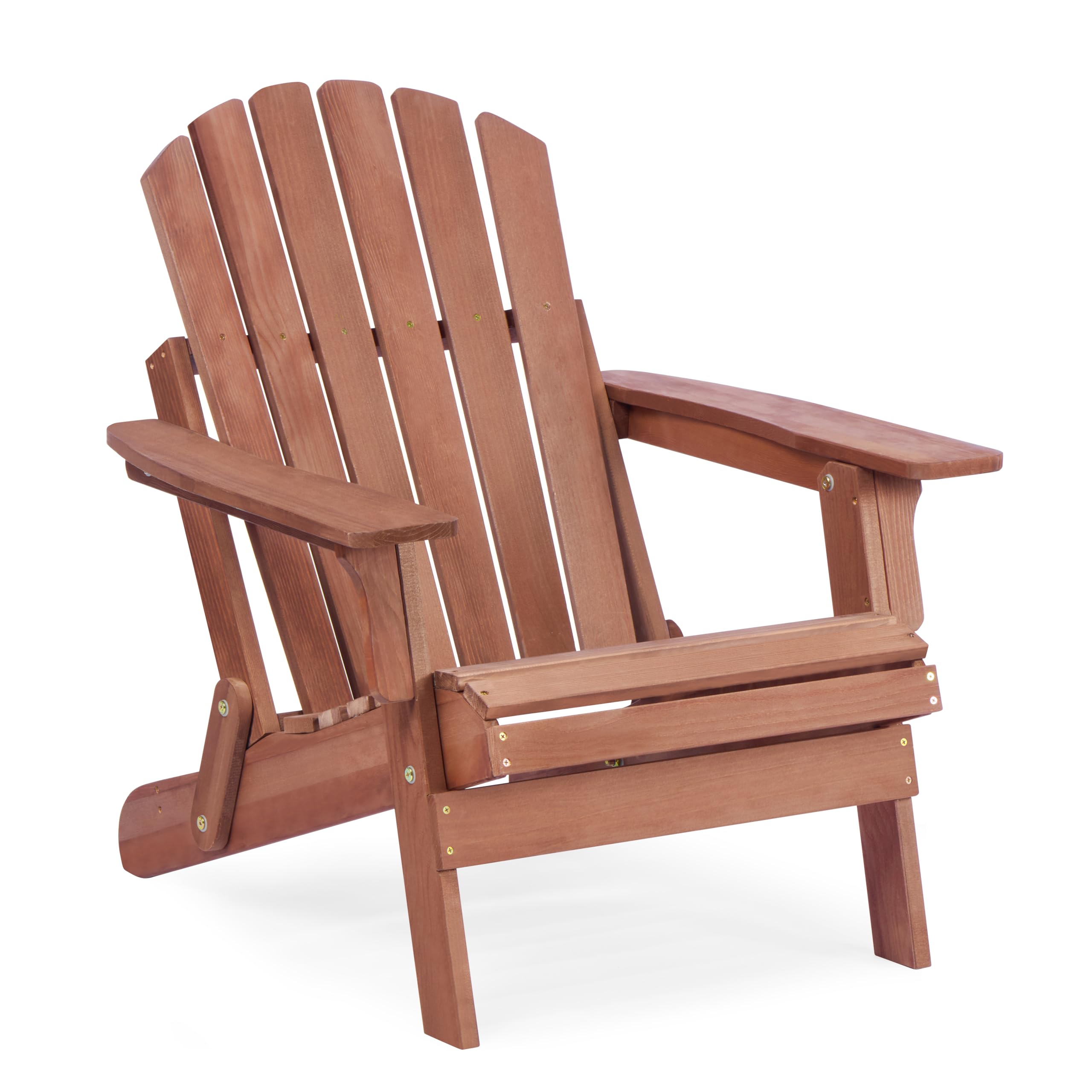 Oversize Wooden Outdoor Folding Adirondack Chair with Pre-Assembled BackRest & SeatBoard, Wood Patio Chair for Garden Backyard Porch Pool Deck Firepit