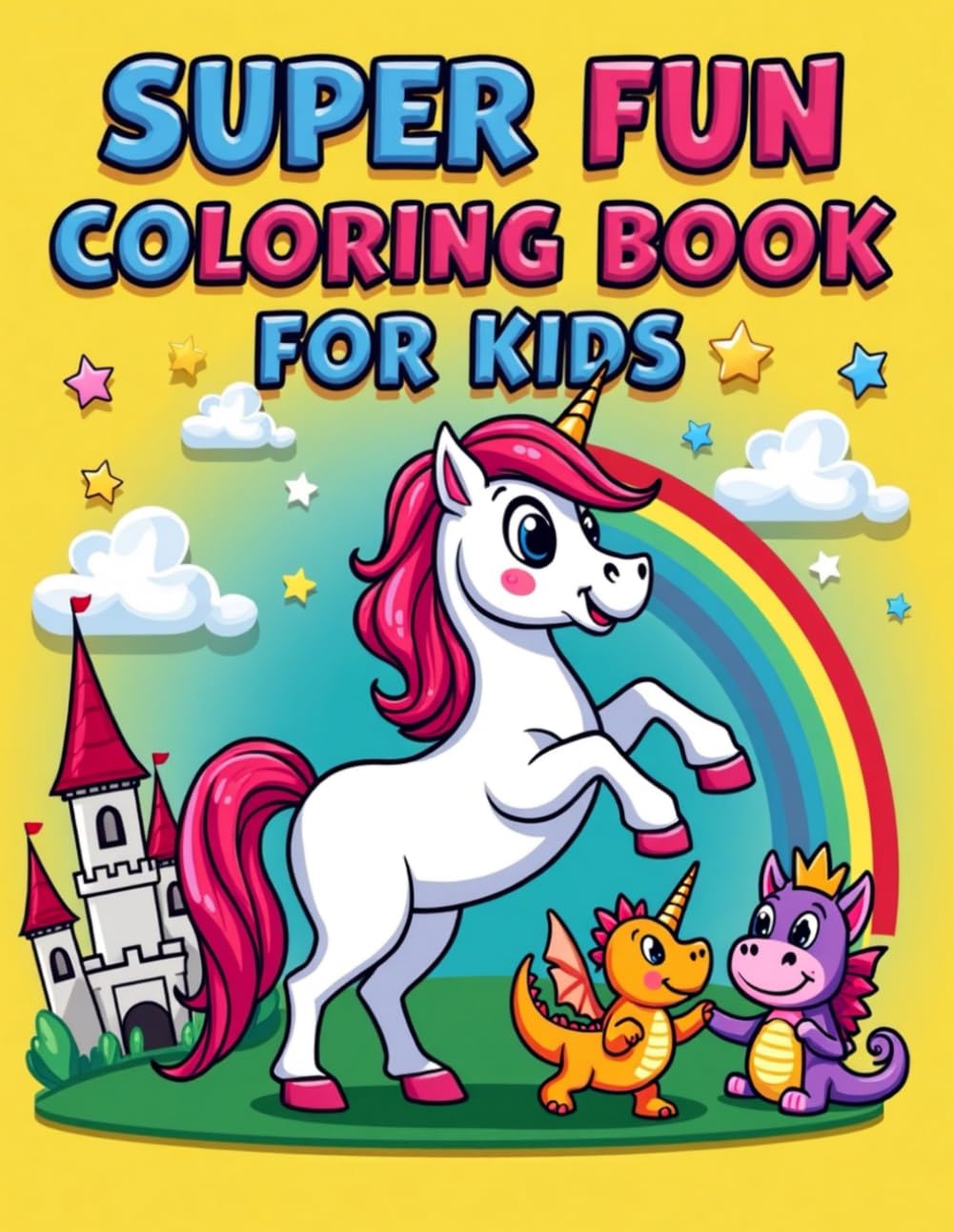 Super Fun Coloring Book for Kids: 50 Fun and Simple Animals, Vehicles, Food & Fantasy Pages with Bold Lines for Easy Coloring