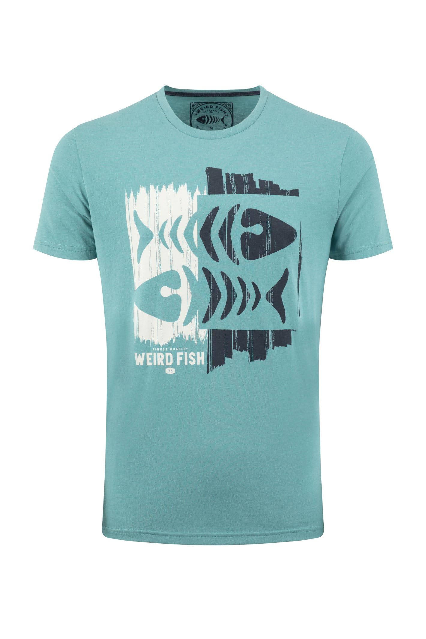 Weird Fish Double Fish Front Print Graphic T-Shirt - Mid Blue - 4XL