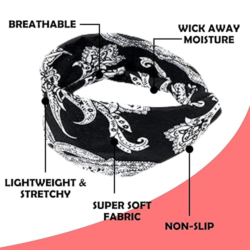 Miniatura 3 de Lotus78, Paquete de 12 diademas anchas para mujer, antideslizantes, modernas bandas deportivas para el cabello de mujer, bandas elásticas suaves y