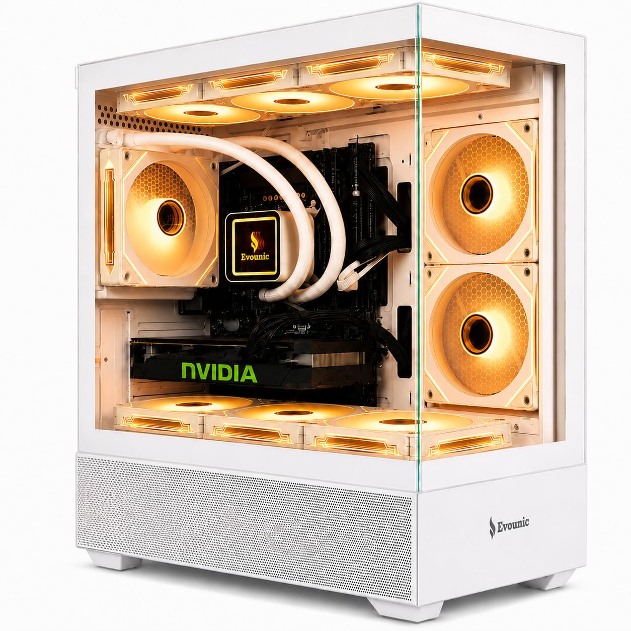 Gaming PC Desktop Computer, Ryzen 5 up to 4.1GHz 6-Cores, GTX1050 GDDR5 | , 16GB DDR4 RAM, 512GB NVMe SSD + 1TB HDD, WiFi 6 & BT 5.4, 7× ARGB Fans，Liquid Cooled,Windows 11 Gaming Tower