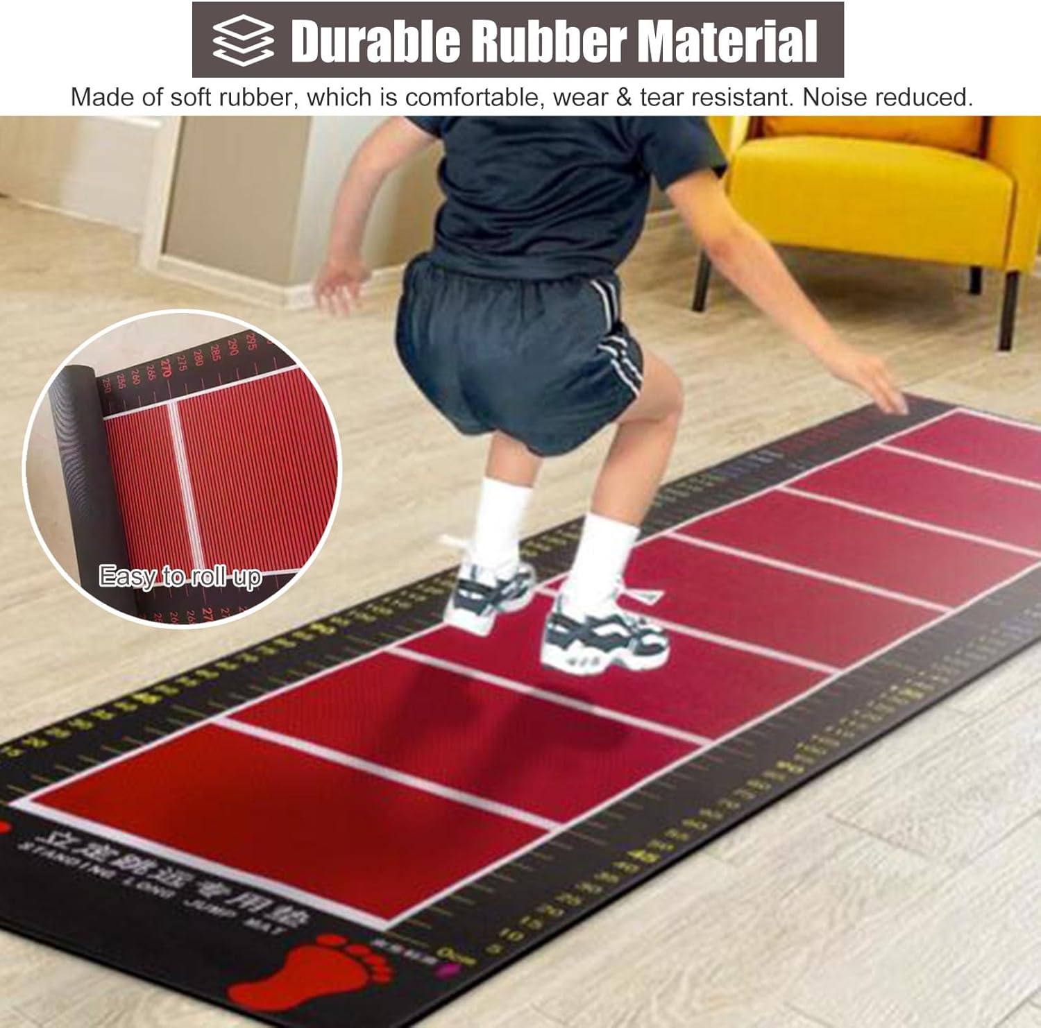 Training Kids/Adult Long Jump Mat, Standing Jumping Mat, Anti Slip Practice Measuring Pad for Standing Long Jump Test, Flooring Jump Roping Training Mat, for Gym School Home (Kids)