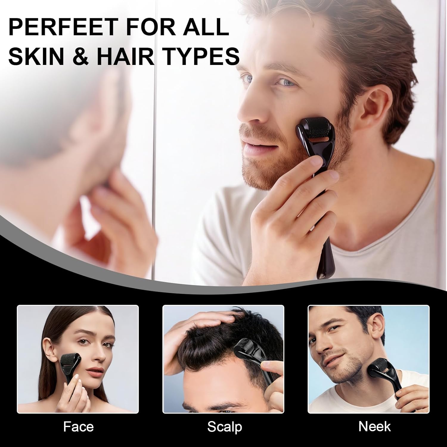 Derma Roller 540 Stainless Steel Black Microneedling Roller Facial Skin Care Home Use for Face Beauty Massage Tools - Image 6