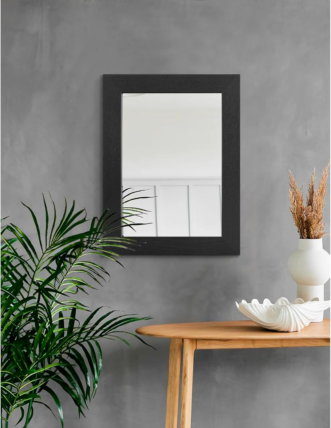 Mirrors for Wall Black Vintage Rustic Wood Framed Mirror Decorative Rectangle Farmhouse Large Wall Mirrors for Living Room Bedroom Bathroom Antique Mirror Wall Decor 20" x 16"
