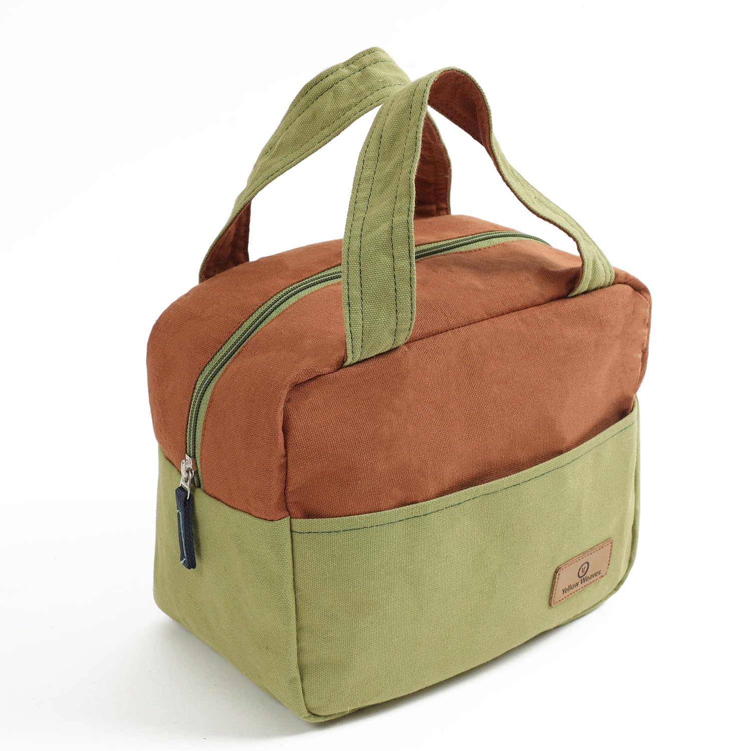 Yellow Weaves 100% Cotton Canvas Lunch Bag Reusable and Washable, Eco-Friendly, Leakproof Keeps Hot and Cold, Lunch Bag for Men, Women, Kids Office Picnic School, Regular Size (Brown and Green) Yellow Weaves 100% Cotton Canvas Lunch Bag Reusable and Washable, Eco-Friendly, Leakproof Keeps Hot and Cold, Lunch Bag for Men, Women, Kids Office Picnic School, Regular Size (Brown and Green)