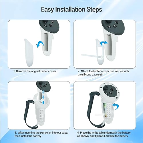 Miniatura 4 de Funda de agarre para controlador de realidad virtual mejorada compatible con accesorios OculusMeta Quest 3, con cubierta de apertura de batería y