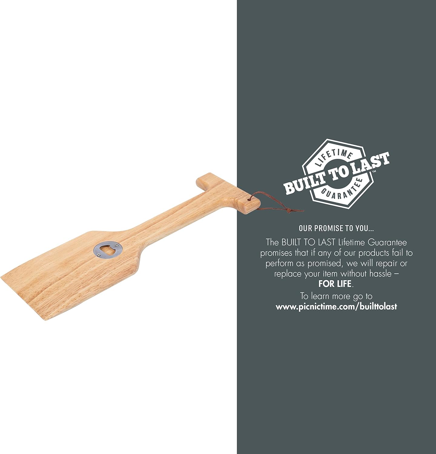 PICNIC TIME NHL Hardwood BBQ Grill Brush Scraper with Bottle Opener, for Multi Types Grill Grates