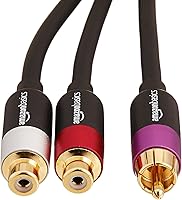 Vista 2 de Yaxa Basics Cable divisor RCA Y-Adaptador, 2-hembra a 1 macho, chapado en oro, para subwoofer y reproductor de CD, doble blindado, 12