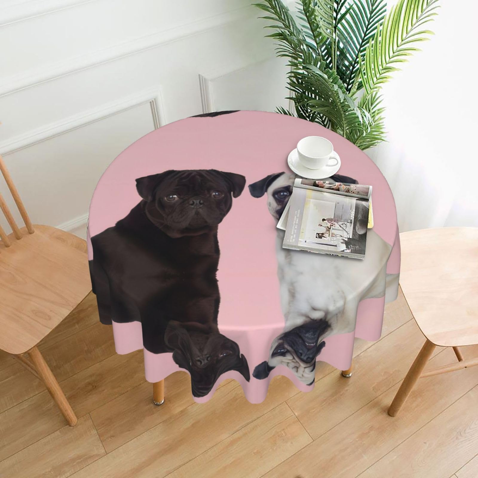 YYHWHJDE Dog Prints Round Decorative Tablecloth 60in - High-Grade Polyester Throw for Elegant Dining & Festive Gatherings