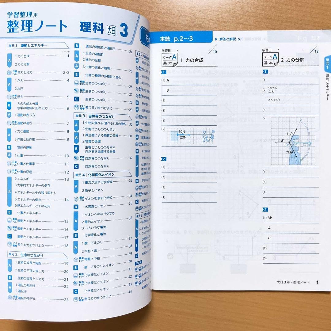 Amazon.co.jp: 令和5年度 学習整理 整理ノート 理科3年 大日本図書版