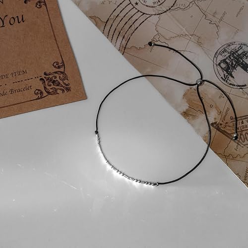 Miniatura 6 de Pulseras de código morse para mujer, pulsera inspiradora regalos para amigos, pulseras de plata, regalos únicos motivacionales, pulseras de código