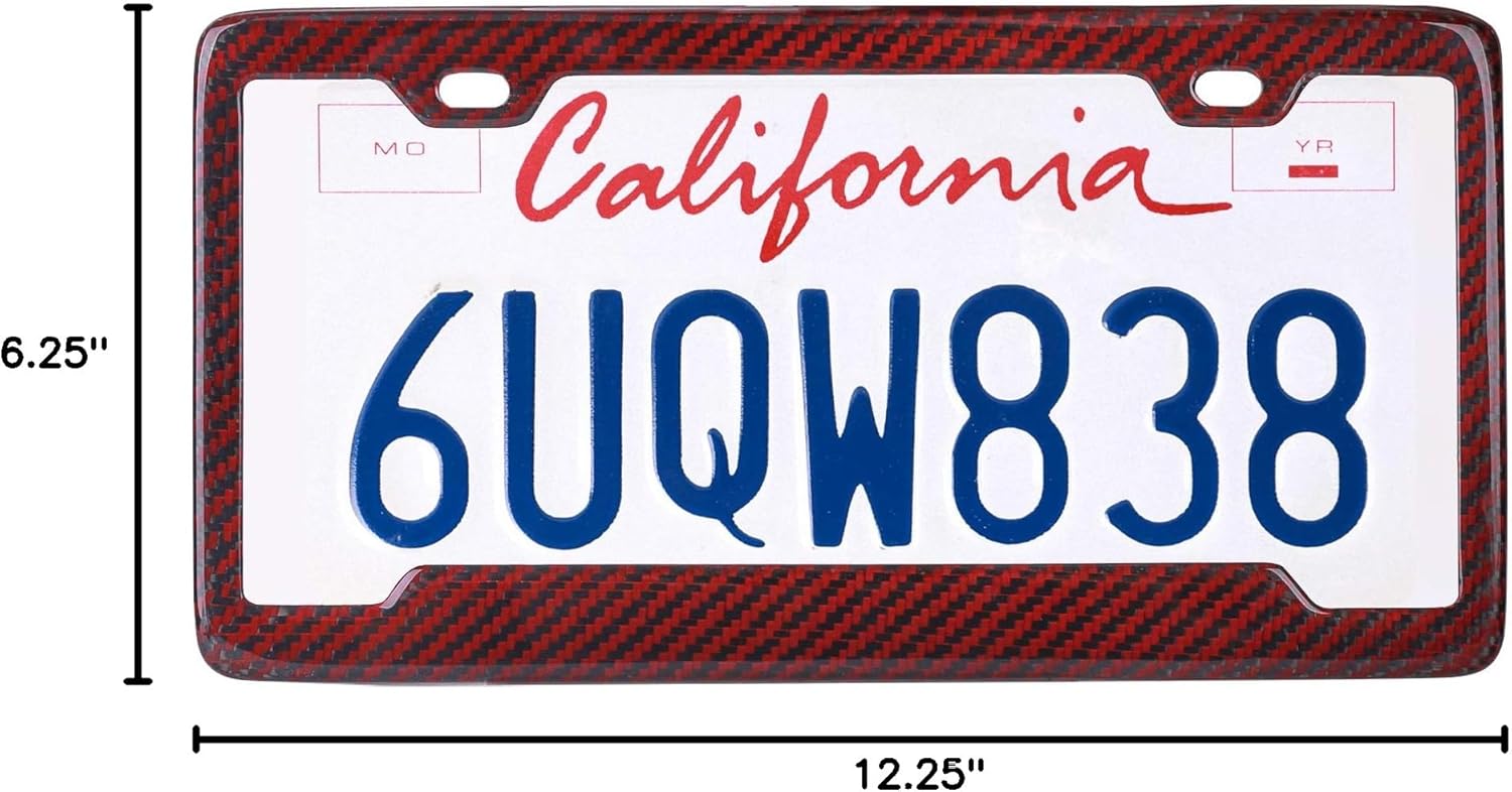 BLVD-LPF OBEY YOUR LUXURY Real 100% Red Carbon Fiber License Plate Frame Tag Cover FF - D with Matching Screw Caps - 1 Frame