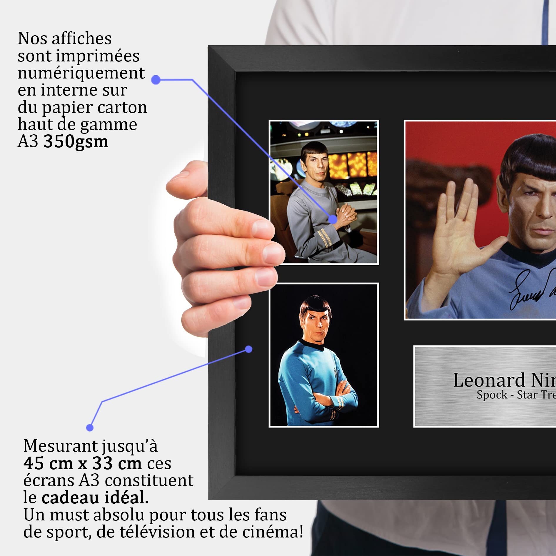 Leonard Nimoy Star Trek A3 Cadeaux Imprimé Signé Autographe Photo Encadré