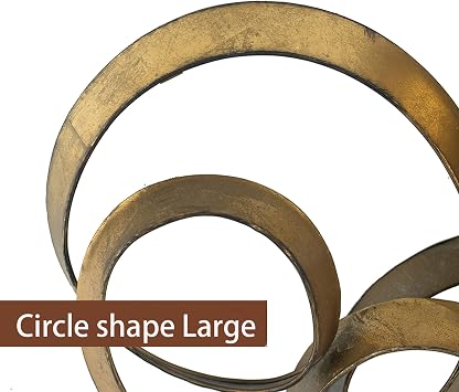 INTERHOMART Modern Circle Metal Wall Art, 38.5 x 22 Large Luxury 3D Gold Wall Decor for Living Room, Bedroom, Dining Room, Elegant Wall Sculptures for Home Office Decor