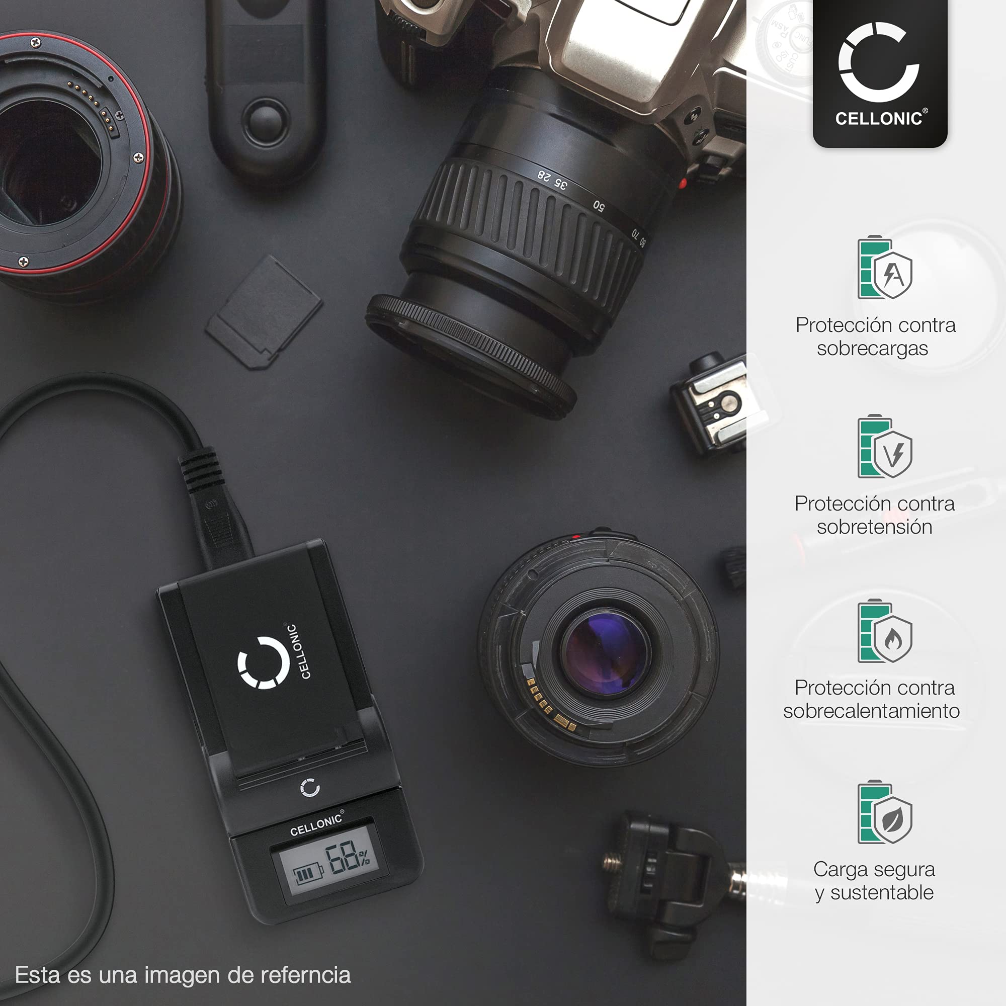 CELLONIC Cargador MH-27-29 Compatible con, Alimentación para Batería EN-EL20 -EL20a, Alimentador con Pantalla LED, Cable Carga rápida