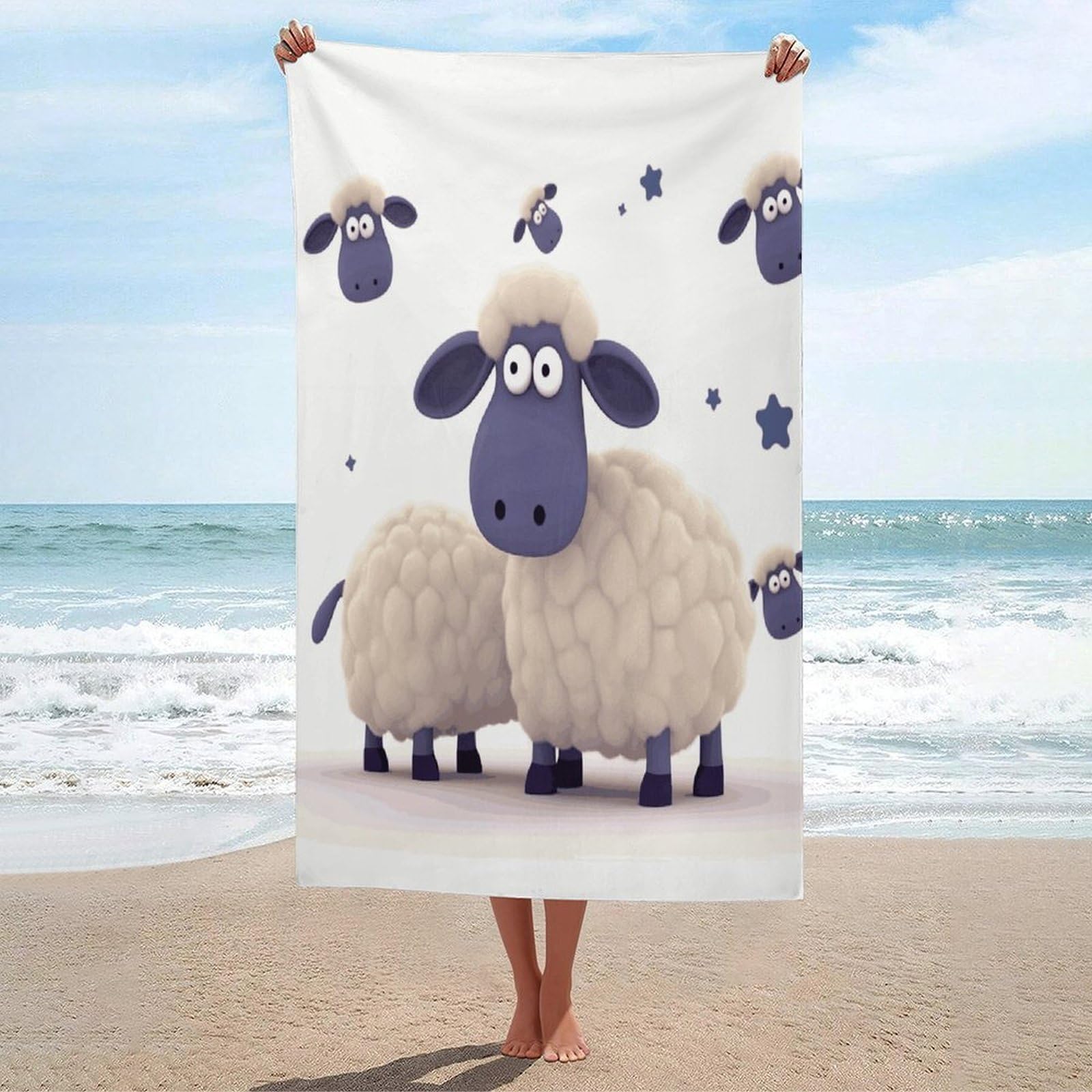 ADFGYERH Sheep Bath Towels Unisex, Beach Towel Lightweight Quick Dry, Bath Towel for Travel Sports Pool Swimming Bath Camping Yoga Adults130x80cm