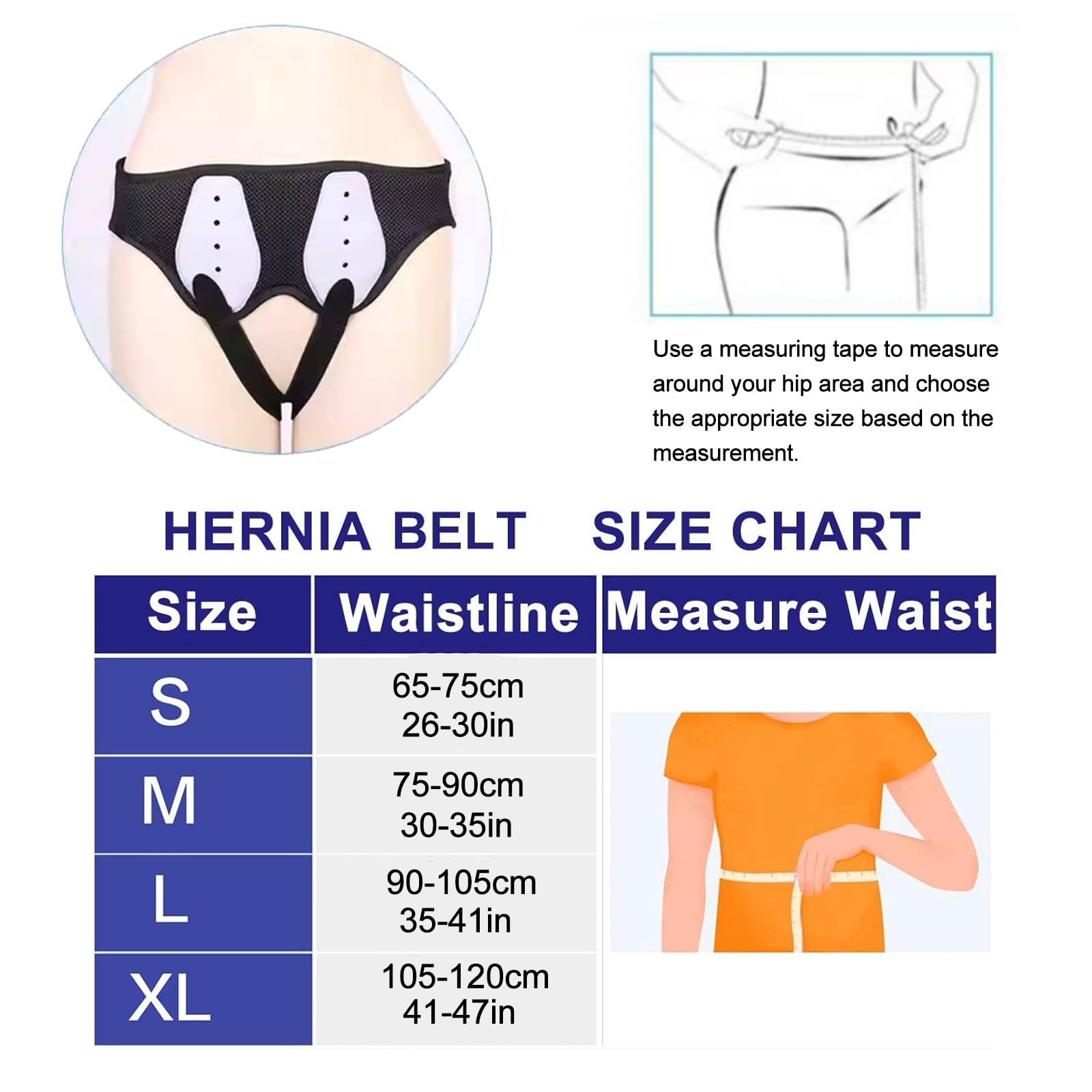 Cintura for Ernia Inguinale for Uomo e Donna, Tutore Regolabile con 2 Cuscinetti Compressivi, Supporto Traspirante for Post-operatorio e Sollievo dal Dolore Inguinale(Bilateral65-75cm)