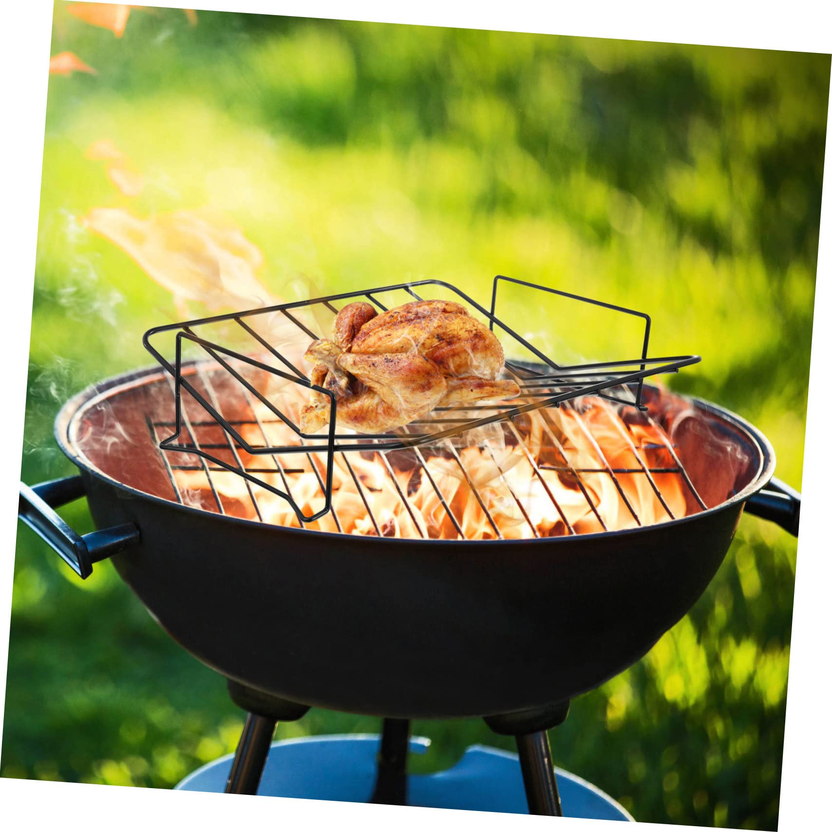 Kisangel Griglia Barbecue Portatile in Acciaio al Carbonio Nero per Outdoor | Supporto Leggero per Grigliata All'aperto, Formato Pratico, Adatto a Carne e Pollame, Uso Esterno