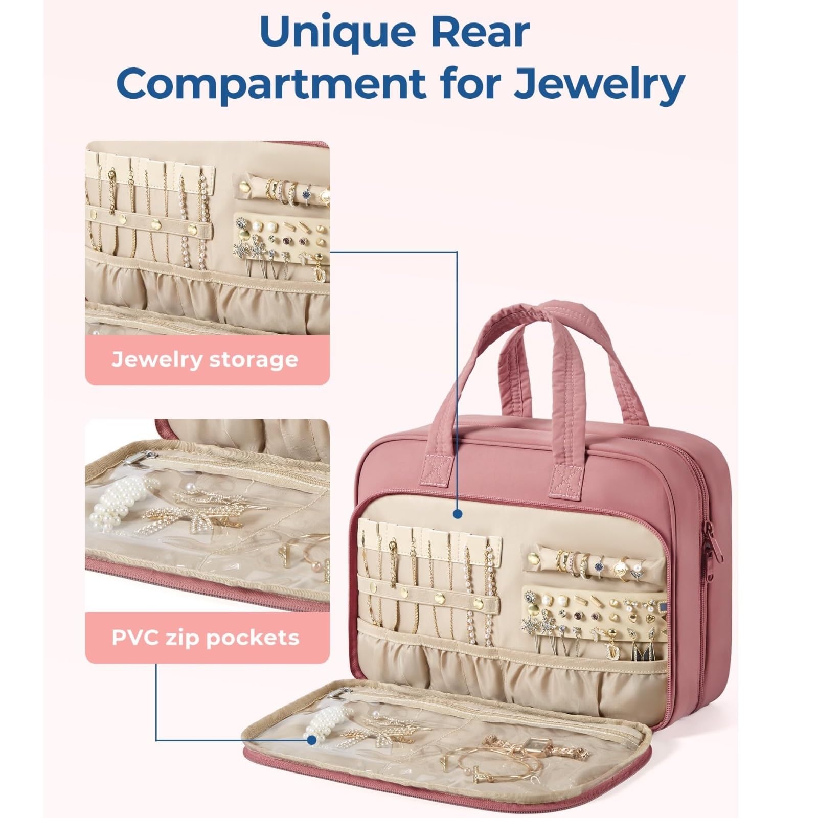 Adatta Viaggio Borsa Da Toilette Appendibile Donna Viaggio In Peluche For Cosmetici For Impermeabile Per Quotidiano(Beige)