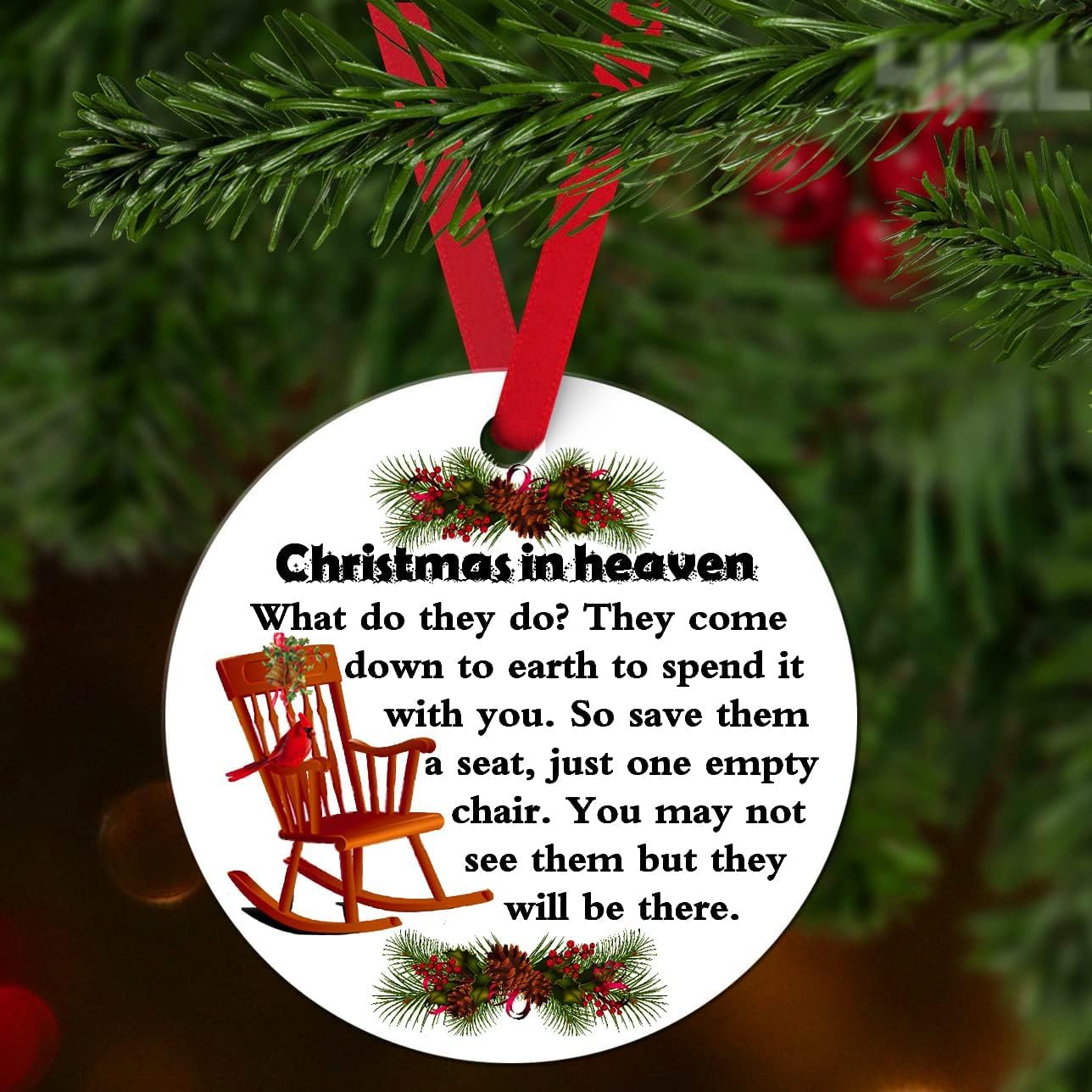 Christmas in Heaven Ornaments Memorial Poem Xmas Tree Hanging decorative Ornament - Image 4