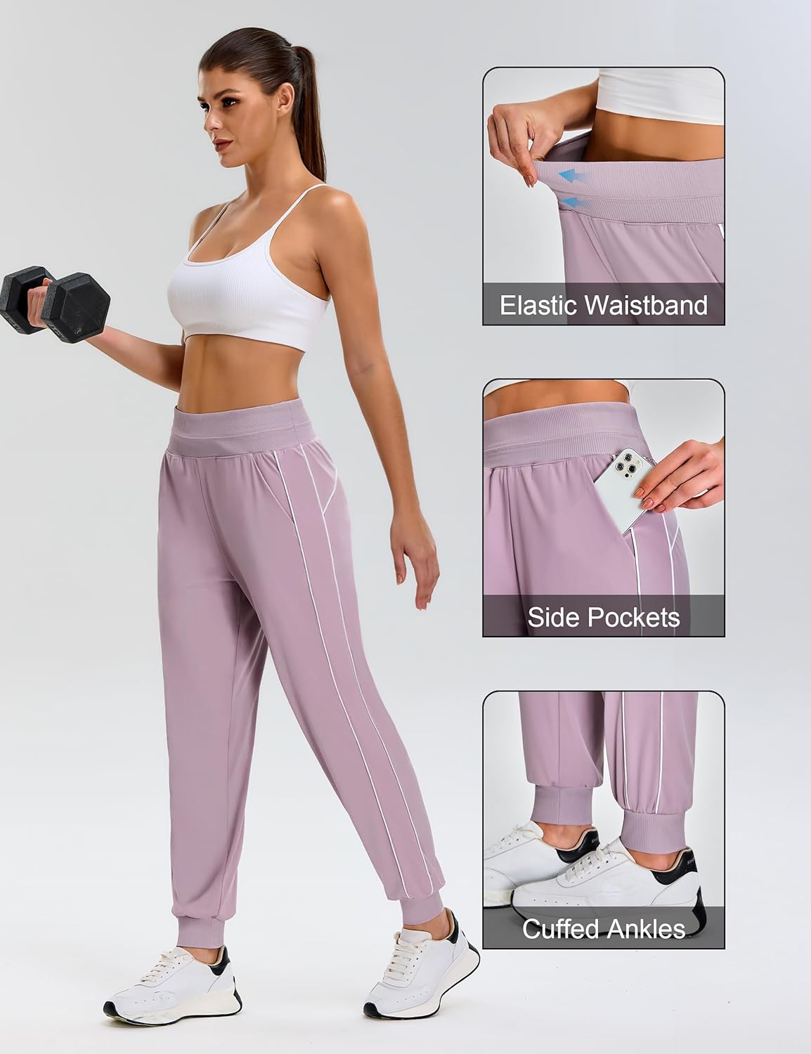BMJL Women's Joggers 28" Travel High Waisted Workout Pants Hiking Casual Athletic Track Pant Gym Running Training Pockets - Image 4