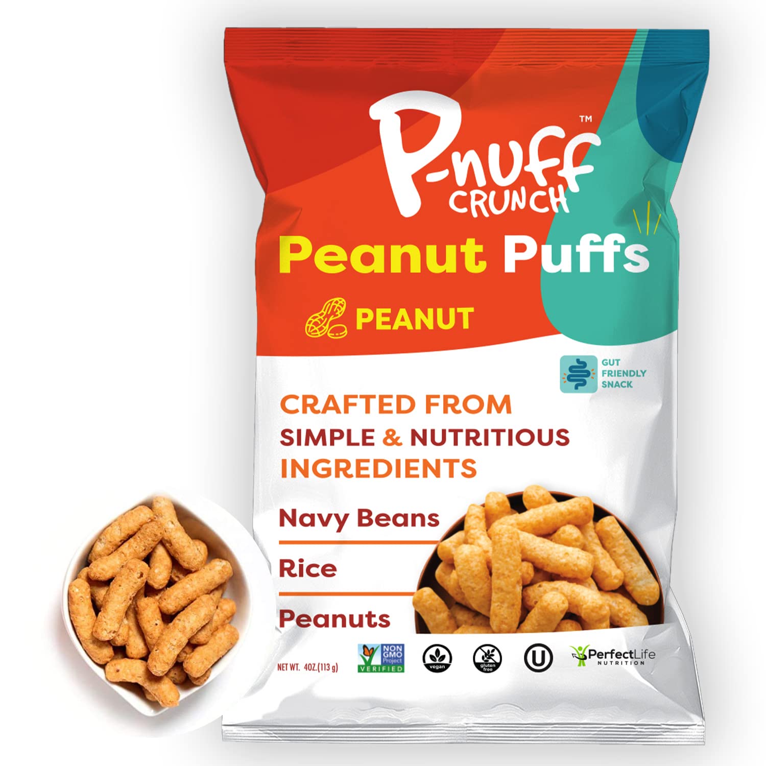 P-nuff Crunch Baked Peanut Puffs - Healthy, Low Carb Peanut Butter Puffs, Complete Vegan Protein, Lo