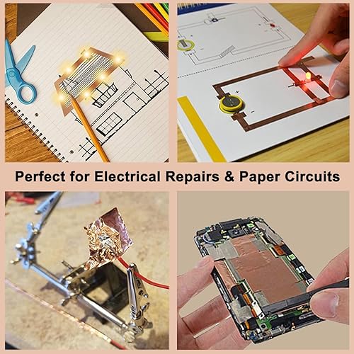 Miniatura 6 de 10 hojas de aluminio de cobre [11.8 x 7.9 pulgadas] con cinta adhesiva conductora de cobre de doble cara para guitarra, manualidades y manualidades