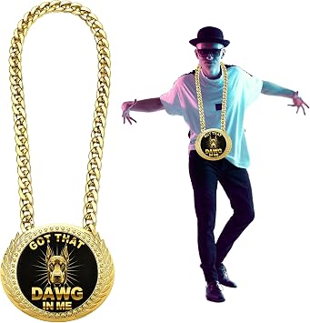 Goutoports Got That Dawg in Me Turnover Chain MVP Medal - 6 Inch Medal Necklace Award for Football MVP, Office Champion Motivational Prize Funny Gag Gifts for Men | Multiple Dog Breed Styles