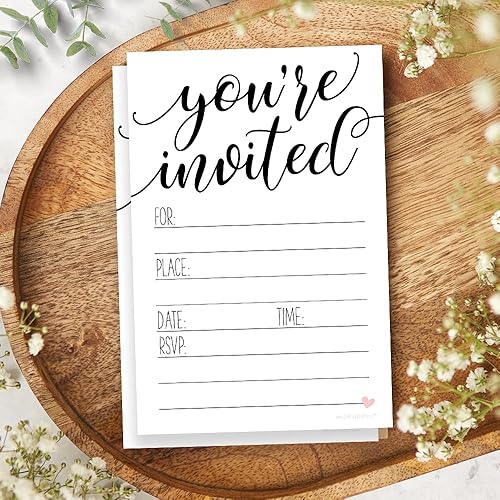 Miniatura 9 de Invitaciones de escritura clásica (20 unidades) con sobres, diseño de corazón dulce