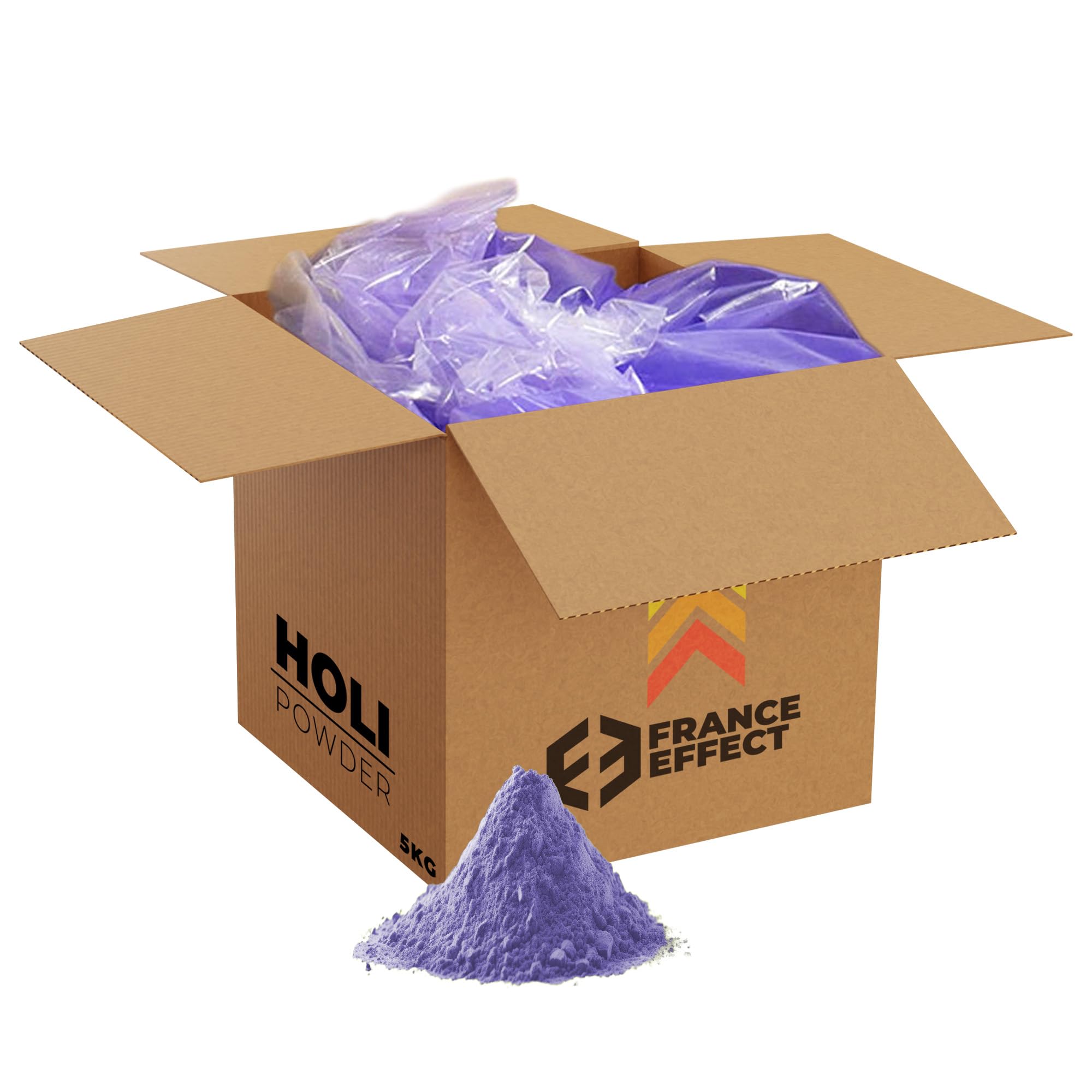Poudre Holi - 5 Kg de poudre Holi Colorée - Format Maxi Économique - 100% Naturelle, Non Toxique - France Effect (Violet)