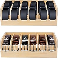 Vista 8 de GTI Organizador de cinturón, 2 unidades, 6 compartimentos, organizador de cinturón para armario y cajón, vitrina de bambú para corbata y cinturón