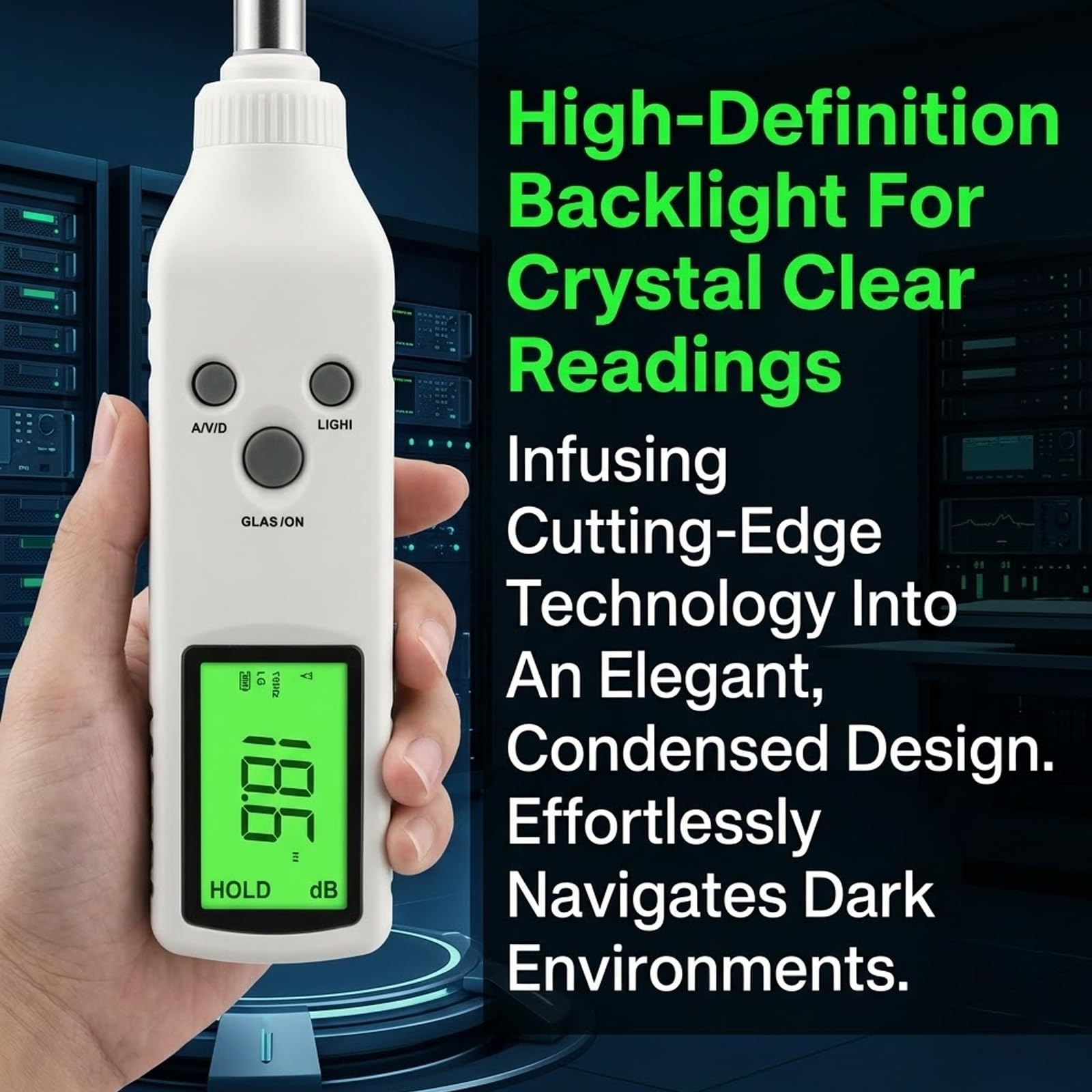 MObyat Probador Vibración Pluma, Medidor Vibración Digital Vibrómetro con LCD Retroiluminado, Sonda Alta Sensibilidad, 3 Modos, Lámpara Retroiluminación HD para Falla Mecánica
