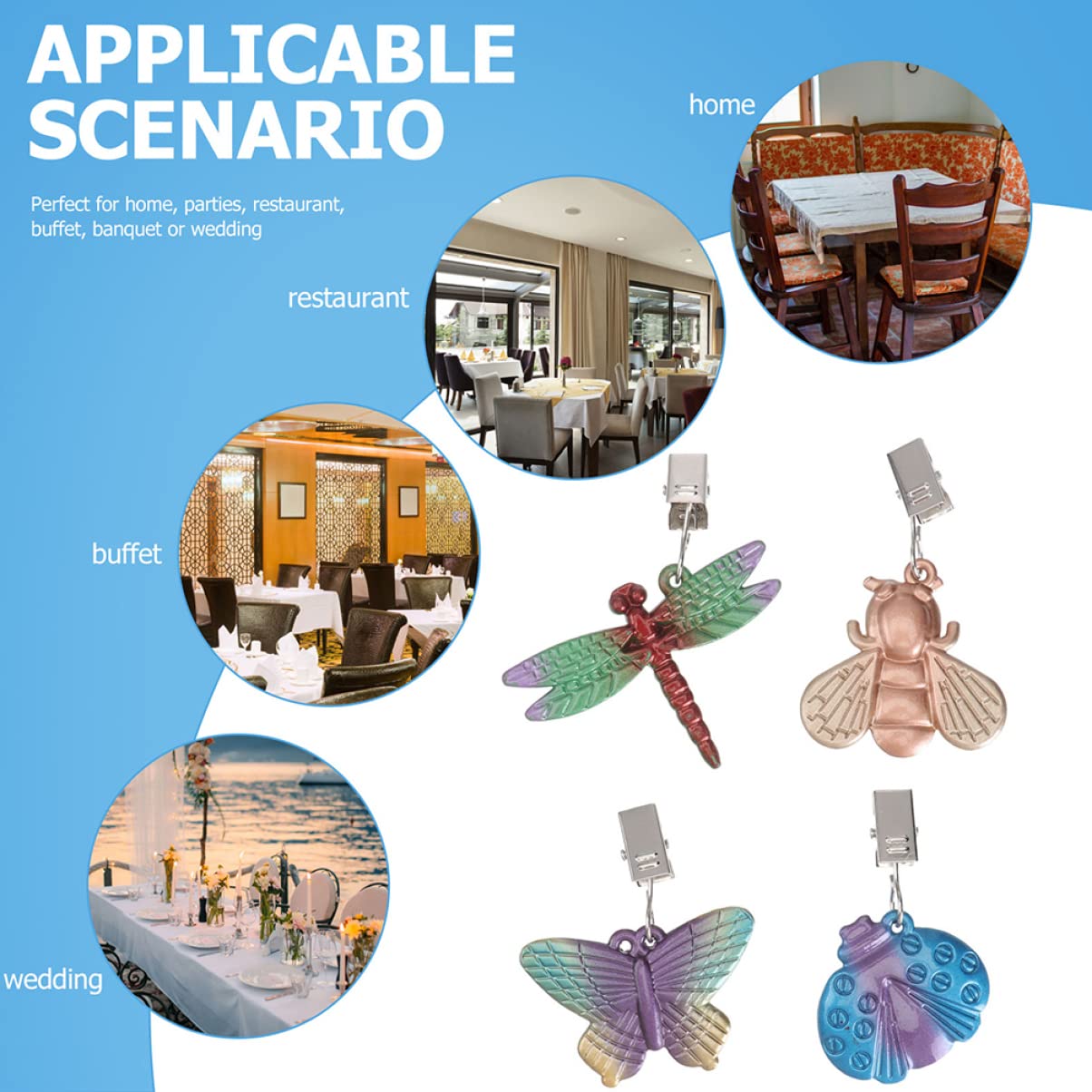 COLLBATH Fermagli per Tovaglie Antivento in Pesi Squisiti per Tovaglie da Picnic Fissaggio Stabile per da Clip Decorativa per Feste e Matrimoni