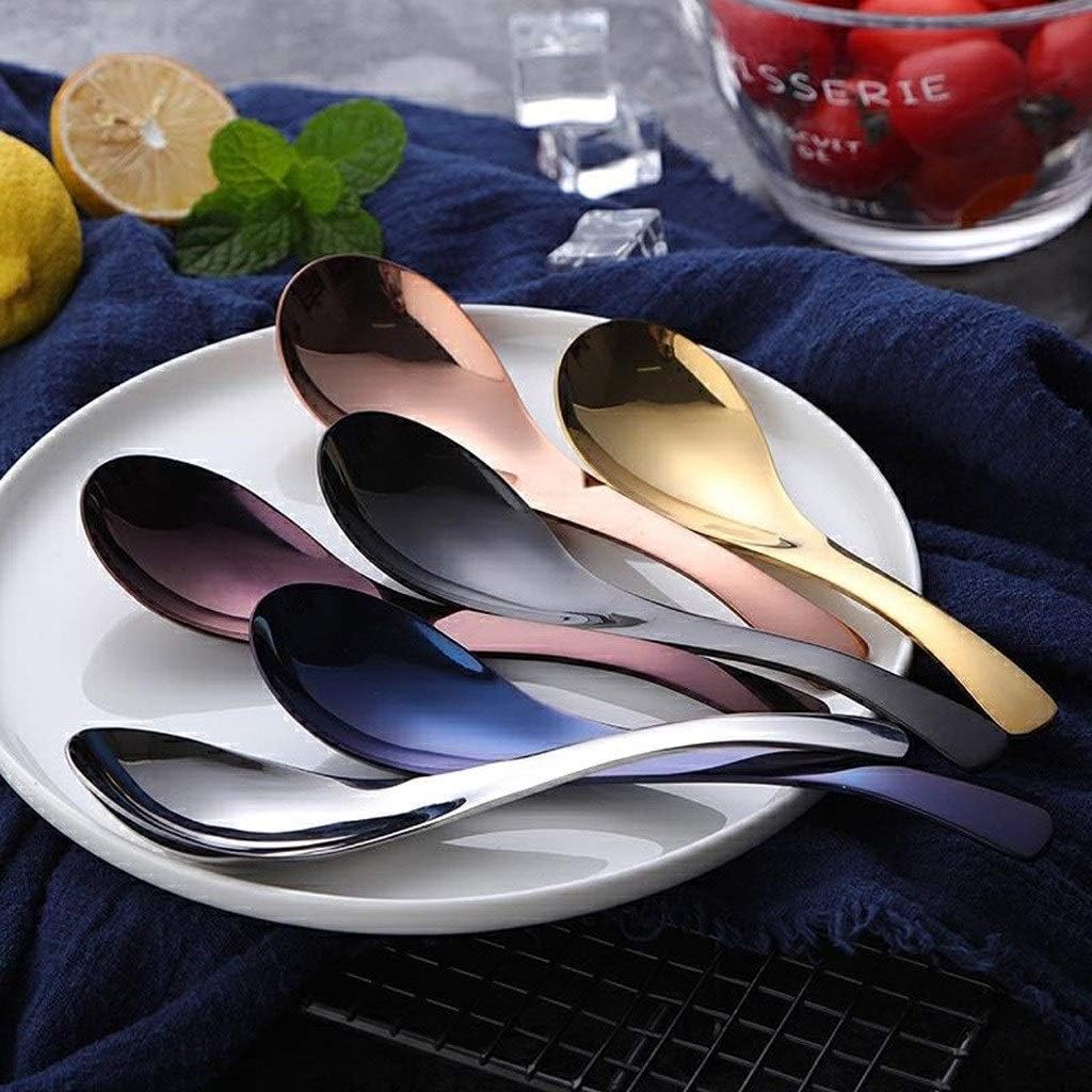 Scoop Color Mirror Stainless Steel Table Spoons Thick Heavy-Weight Soup Spoons, Table Spoons, Set of 4 Soup Spoon (Color : D, Size : M)