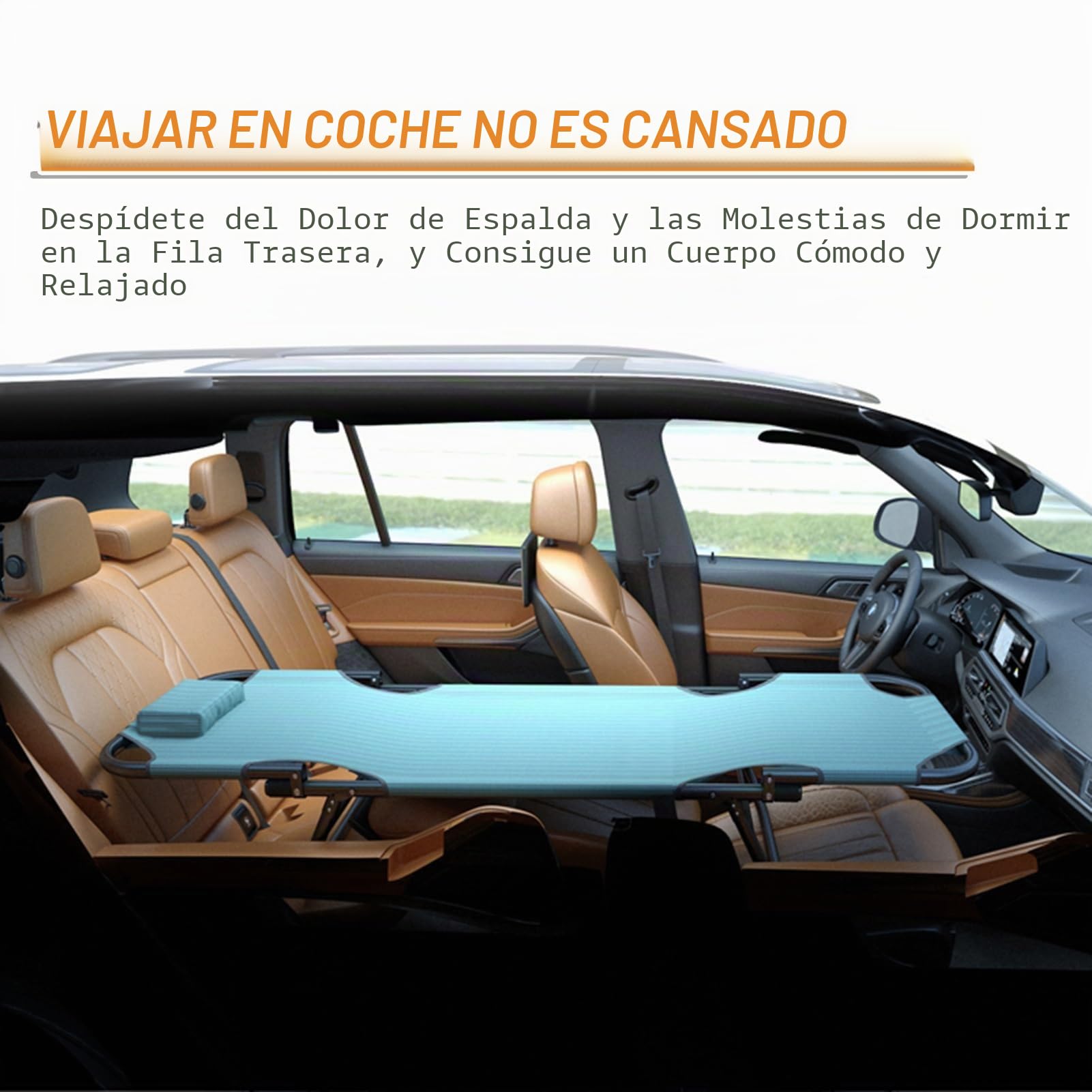 Colchones para Coches No Inflables, Camas De Viaje Plegables, Camas De Camping Al Aire Libre, Fáciles De Limpiar, para Asientos Traseros En La Mayoría De Los Coches (Color : Azul, S : 163x56)