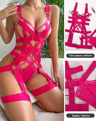 Miniatura 7 de VUUEAN Lencería para mujer con brasier push up, lencería de una pieza con aros