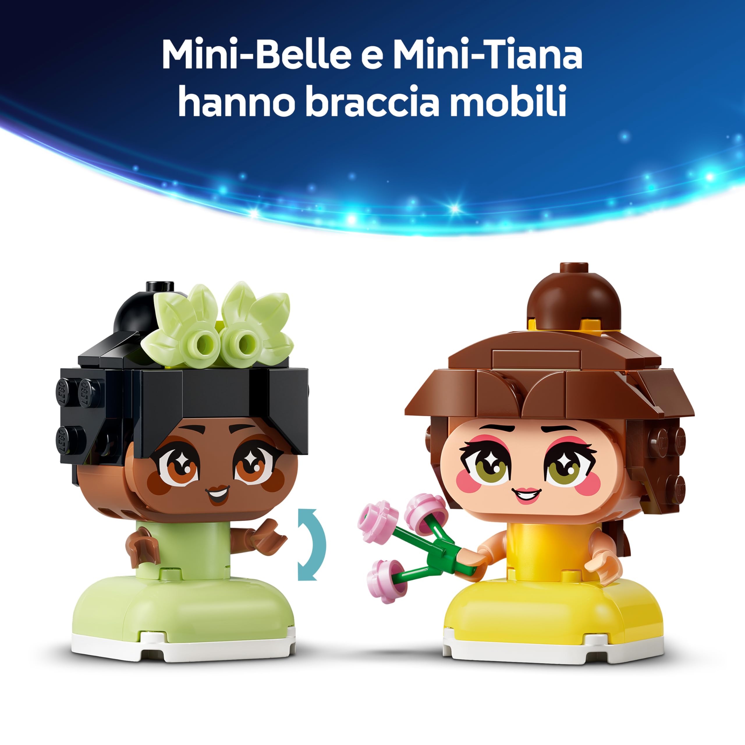 LEGO | Disney Princess Mini-Belle e Mini-Tiana con Castello Giocattolo - con 2 Mini Bamboline e Accessori - Decorazione Fai Da Te - Regalo da Collezione per Bambine e Fan da 5 Anni in su - 43291