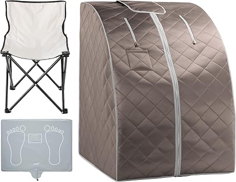 ZONEMEL Portable Far Infrared Sauna for Home, Personal Sauna for Relaxtion & Detox at Home, Full Body Sauna Tent with Heating Foot Pad, Folding Chair L 27.6 x W 31.5 x H 37.8