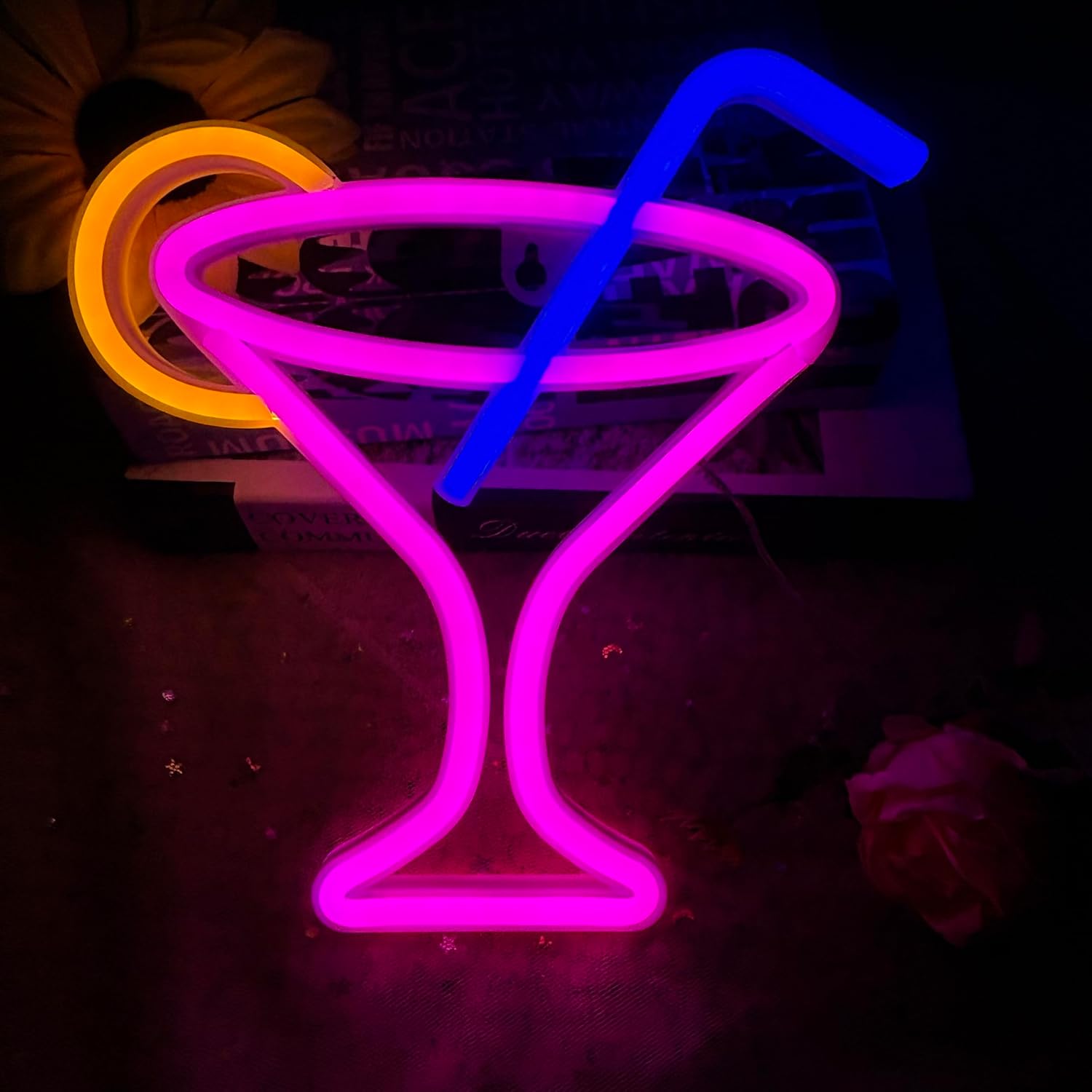 Cocktails Neon Sign for Wall Decor ,Cocktails Happy Hour Neon Sign Man Cave Bar Home Art Neon Light Handmade LED Neon Lights Signs for Bedroom Beer Bar Neon Light Sign Hotel Party Club