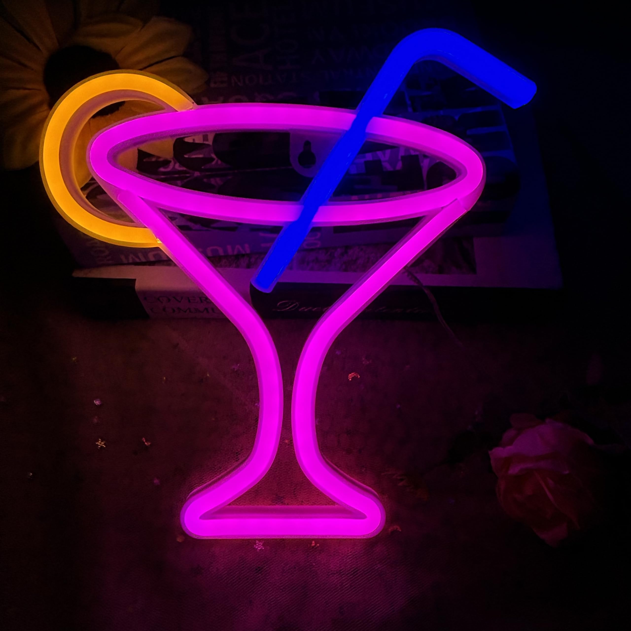 Cocktails Neon Sign for Wall Decor ,Cocktails Happy Hour Neon Sign Man Cave Bar Home Art Neon Light Handmade LED Neon Lights Signs for Bedroom Beer Bar Neon Light Sign Hotel Party Club