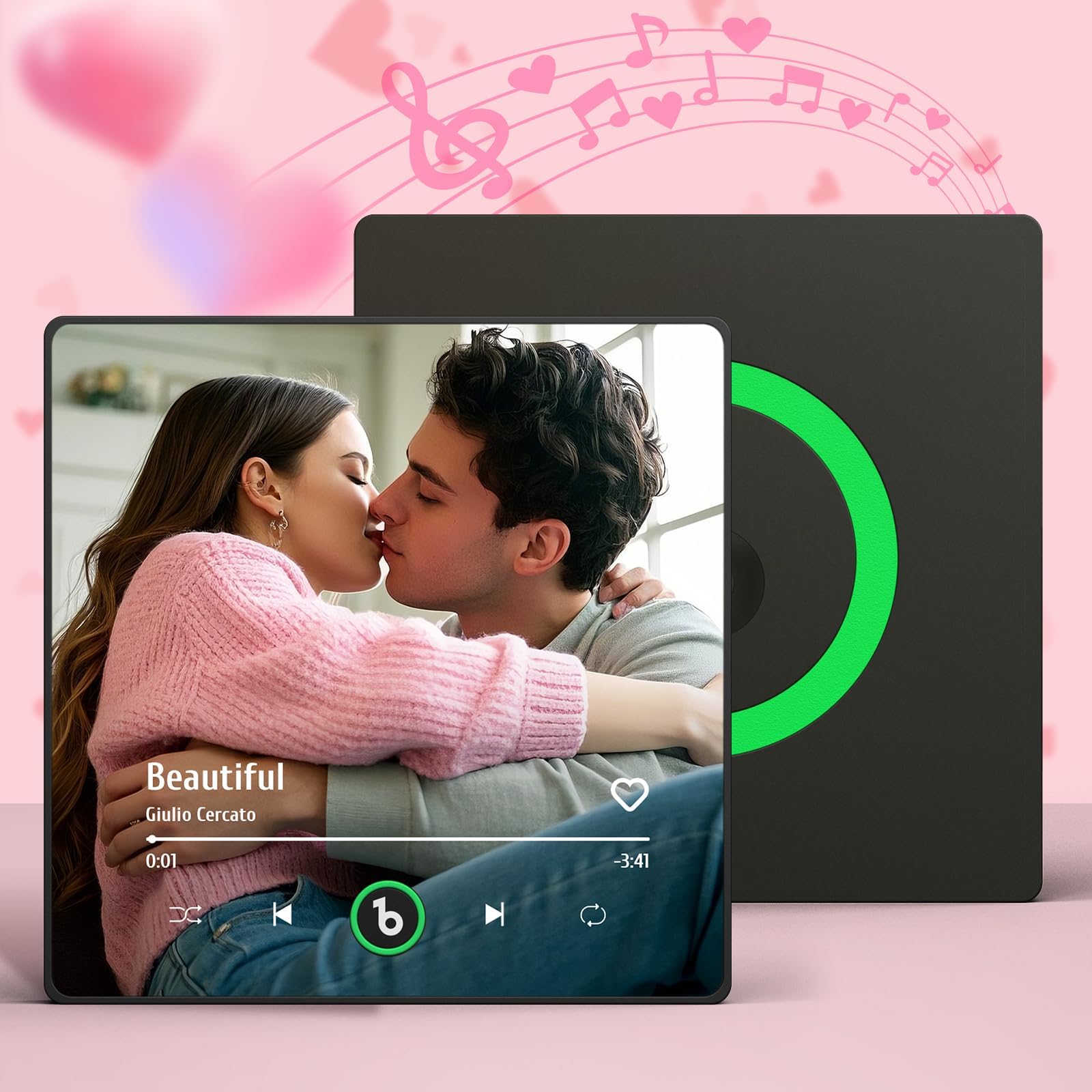Custom Music Fridge Magnet - Personalized Spotify Plaque Magnet that Can Play Your Favorite Songs - Photo Frame Refrigerator Magnets Anniversary Birthday Gifts for Couples Her Him Women Music Lover