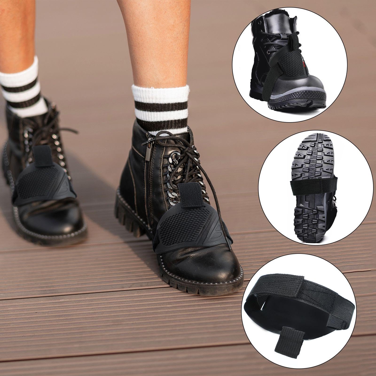2 Stück Motorrad-Schuhschutz Aus Gummi – Rutschfest, Universell Für Alle Schuhe, 12x8 Cm, Schwarz
