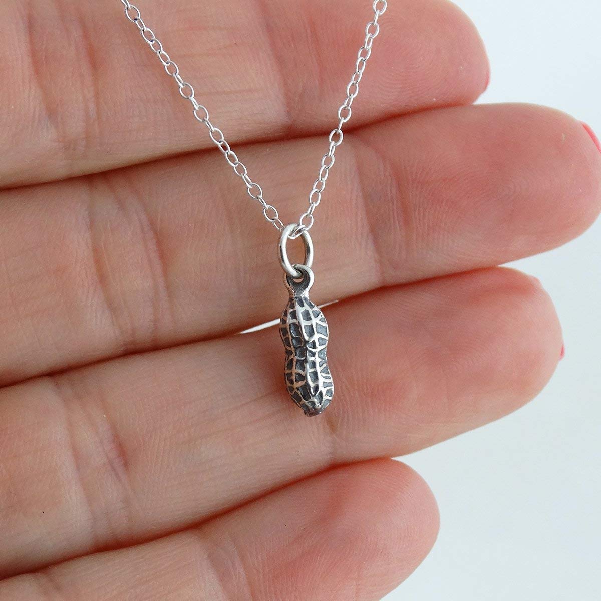 Sterling Silver Peanut Necklace – Handmade Dainty Charm Jewelry, Cute Gift for Her - Image 3